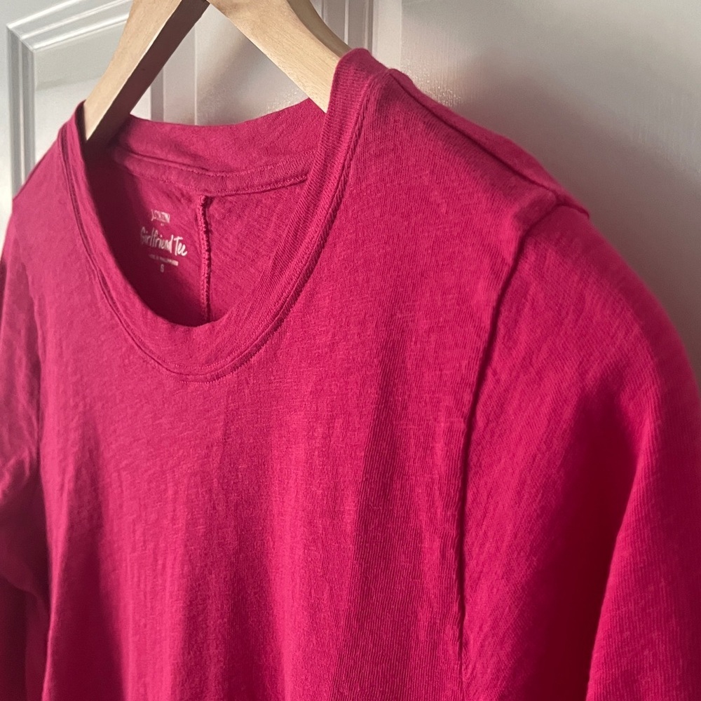 J. Crew Pink Girlfriend Tee Long Sleeve Sz small 100% Cotton - Picture 6 of 6